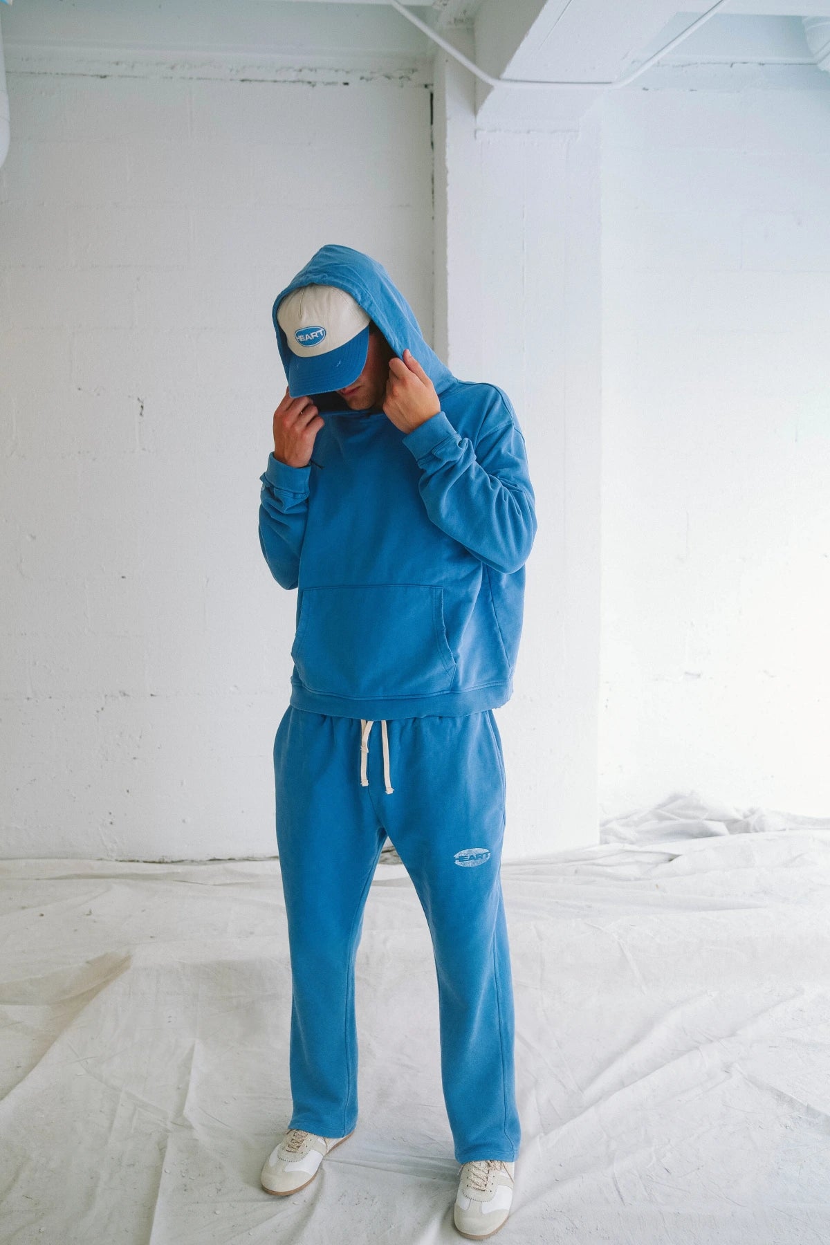 Washed cobalt sweatset with white sneakers, final 0703